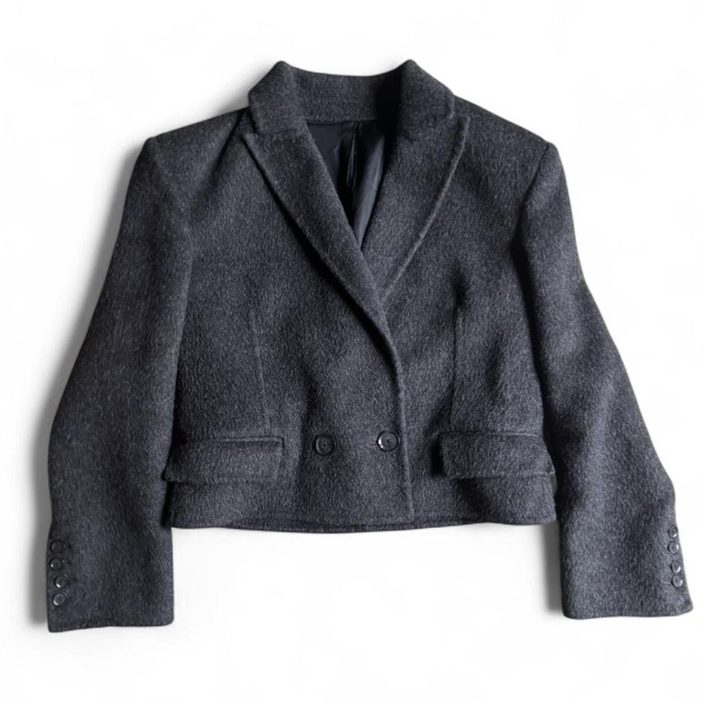 Maria Cher cropped wool alpaca blazer double breasted structured shoulder XS